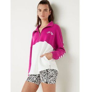 PINK Fleece Oversized Quarter-Zip Sweatshirt NWT